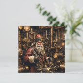 Steampunk Santa Christmas Wenskaart (Staand voorkant)