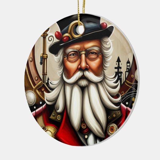 Steampunk Santa Keramisch Ornament (Links)