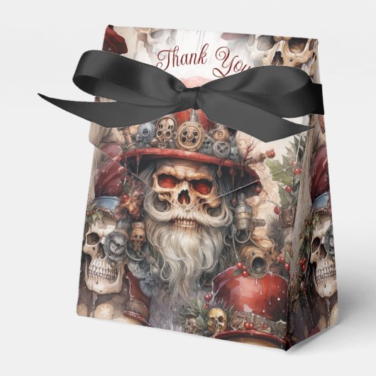Steampunk Santa Skull Red Top Hoed Gothmas Gothic Bedankdoosjes (Voorkant Zijde)