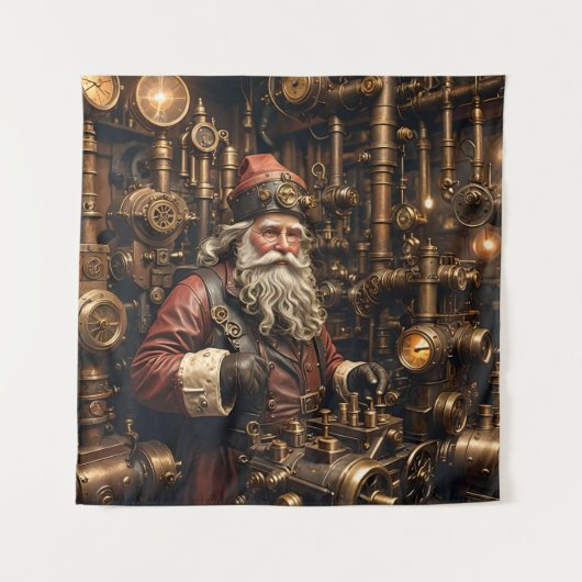 Steampunk Santa Tapestry Wandkleed (Voorkant)