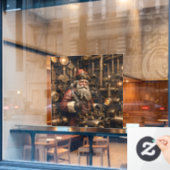 Steampunk Santa Window Cling Raamsticker (Cafe Raam)