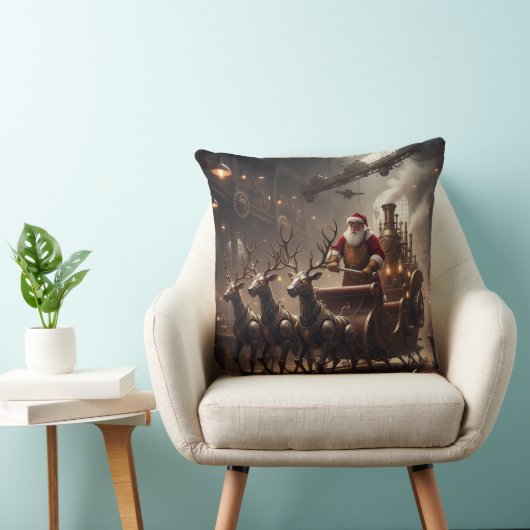 Steampunk Santa's Dampf-Schlittenfahrt Kussen (Stoel)