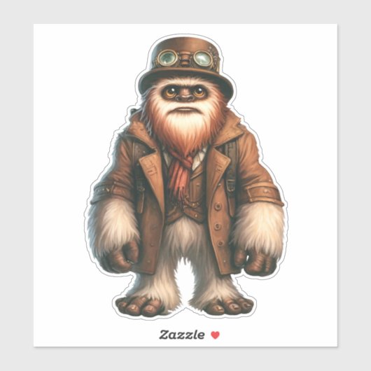 Steampunk Sasquatch Transparante Sticker (Vel)