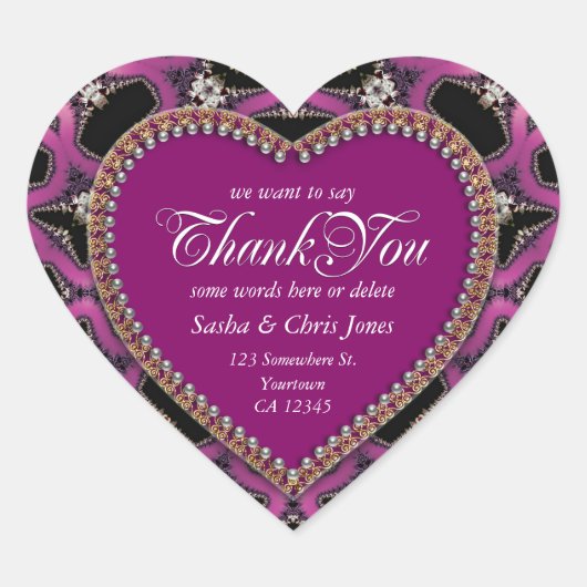Steampunk Sassy Pink Bedankt dat je van hart Stick Sticker (Voorkant)