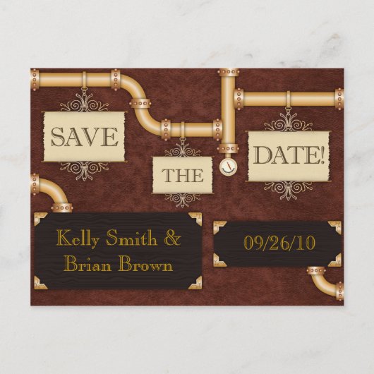 Steampunk Save-The-Date Briefkaart (Voorkant)