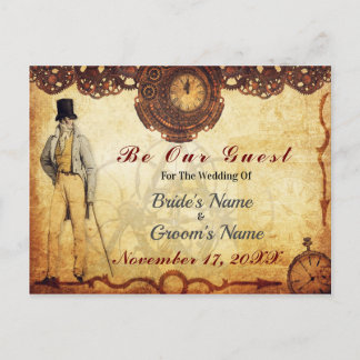  Steampunk Save the Date Romance Klokkenspel Aankondigingskaart