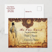  Steampunk Save the Date Romance Klokkenspel Aankondigingskaart (Voorkant / Achterkant)