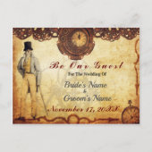  Steampunk Save the Date Romance Klokkenspel Aankondigingskaart (Voorkant)