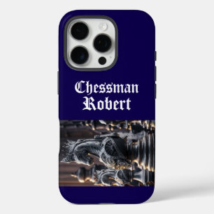 Steampunk schaakontwerp met aangepaste naam iPhone 16 pro hoesje