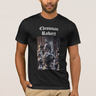 Steampunk schaakontwerp met aangepaste naam t-shirt