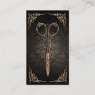 Steampunk Schaar  Damask Hair Stylist Klantenkaartje