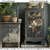 Steampunk Schattig Chic Kat Kitten BR6 Decoupage Tissuepapier