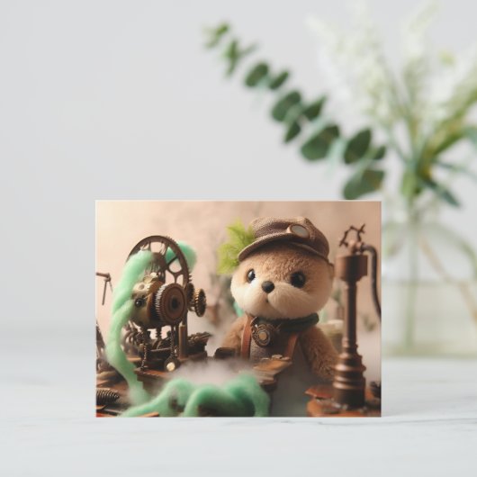 Steampunk Schattig Otter werkt op machines Briefkaart (Staand voorkant)