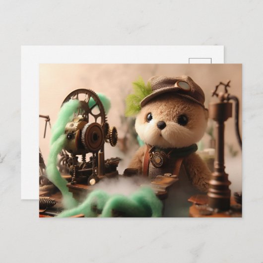 Steampunk Schattig Otter werkt op machines Briefkaart (Voorkant / Achterkant)