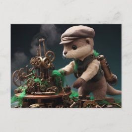 Steampunk Schattig Otter werkt op machines Briefkaart