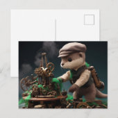 Steampunk Schattig Otter werkt op machines Briefkaart (Voorkant / Achterkant)