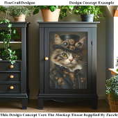 Steampunk Schattige Chic Cat Kitten BR6R Decoupage Tissuepapier