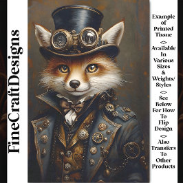Steampunk Schattige Elegant Fox BR7 Decoupage Tissuepapier