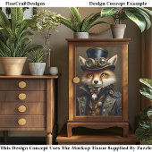 Steampunk Schattige Elegant Fox BR7 Decoupage Tissuepapier