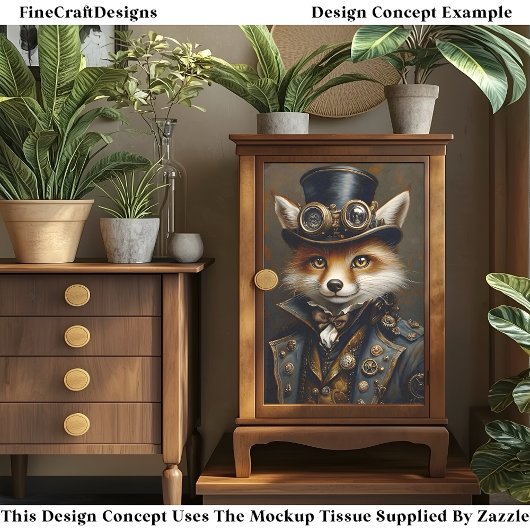 Steampunk Schattige Elegant Fox BR7 Decoupage Tissuepapier