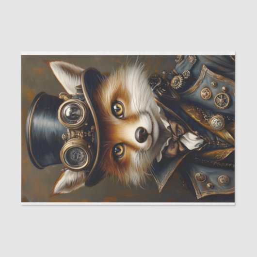 Steampunk Schattige Elegant Fox BR8 Decoupage Tissuepapier (Voorkant)