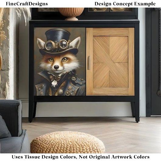 Steampunk Schattige Elegant Fox BR8 Decoupage Tissuepapier