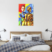 Steampunk Schattige Meisje en Machine Vriend Canvas Afdruk (Insitu (Slaapkamer))