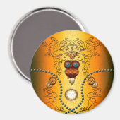 Steampunk, schattige uil magneet (Voorkant / Achterkant)