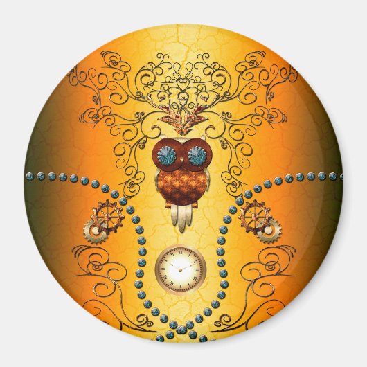 Steampunk, schattige uil magneet (Voorkant)