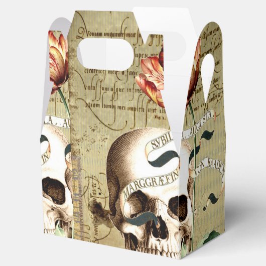 Steampunk schedel bloemenschrijven Halloween gunst Bedankdoosjes (Geopend)