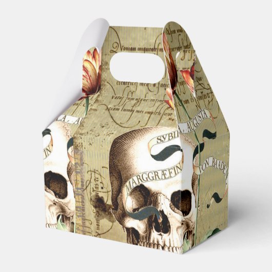 Steampunk schedel bloemenschrijven Halloween gunst Bedankdoosjes (Voorkant Zijde)