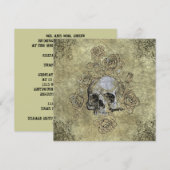 Steampunk Schedel en Rozen Goth Huwelijk Kaart (Voorkant / Achterkant)