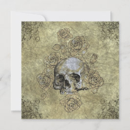 Steampunk Schedel en Rozen Goth Huwelijk Kaart