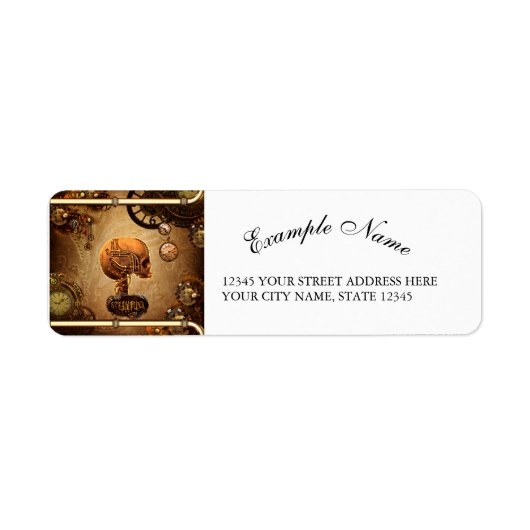 Steampunk schedel etiket (Voorkant)