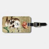 Steampunk schedel Floral Halloween Bagagelabel (Voorkant horizontaal)