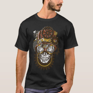 Steampunk schedel raar bizar plezier donker t-shirt