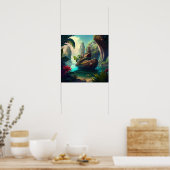 Steampunk schip in een oerwoud magisch realisme - poster (Keuken)