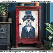 Steampunk Schnauzer Dog, Navy Blue DE7 Decoupage Tissuepapier