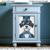 Steampunk Schnauzer Dog, Navy Blue DE7 Decoupage Tissuepapier