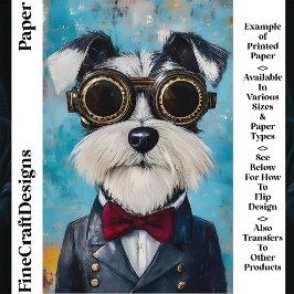 Steampunk Schnauzer Hond Dasje Z9 Scrapbook Papier