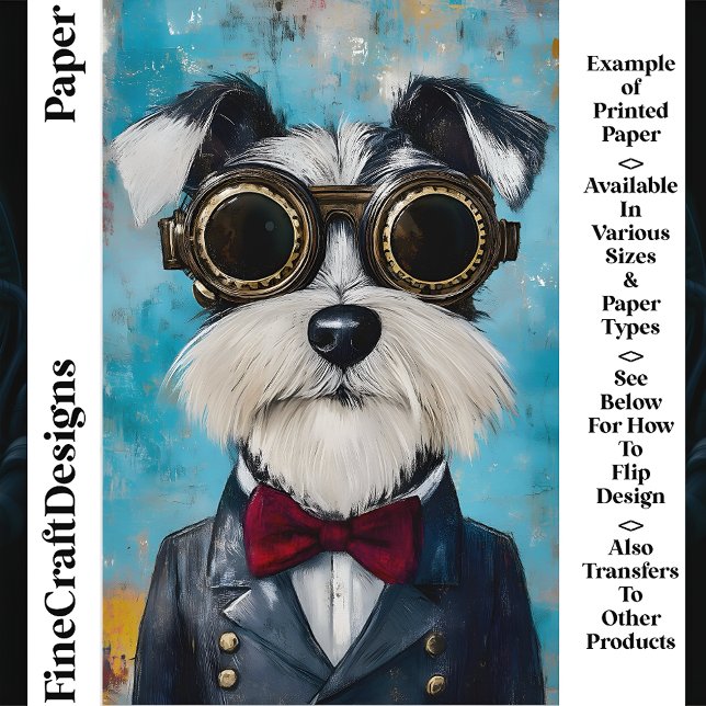 Steampunk Schnauzer Hond Dasje Z9 Scrapbook Papier (Creator heeft geüpload)