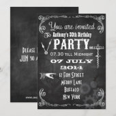 Steampunk schoolbord verjaardagsfeestje kaart (Voorkant / Achterkant)