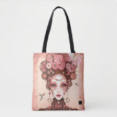 STEAMPUNK  SCHOONHEIDSPOP GEZICHT ROZE CANVAS TAS (Voorkant)