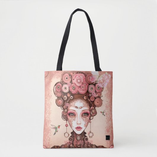 STEAMPUNK  SCHOONHEIDSPOP GEZICHT ROZE CANVAS TAS (Voorkant)