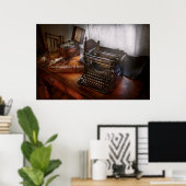 Steampunk - schrijfmachine - de geheime boodschapp poster (Thuiskantoor)
