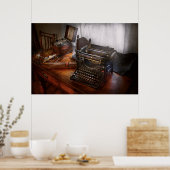 Steampunk - schrijfmachine - de geheime boodschapp poster (Keuken)