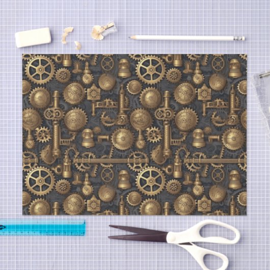 Steampunk schroeven en tandwielpatroon tissuepapier (Craft)