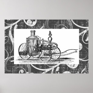 Steampunk-schuurmotor Poster