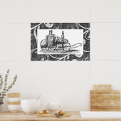 Steampunk-schuurmotor Poster (Keuken)