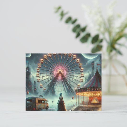 Steampunk Sci Fi Carnaval Briefkaart (Staand voorkant)